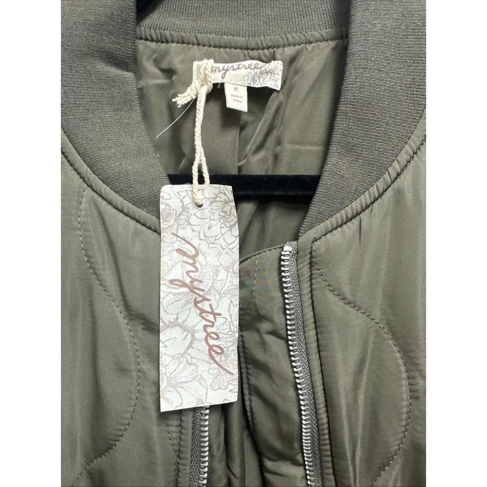 MYSTREE Quilted Midi Jacket-Olive 60268 Women's Size Medium NWT - Picture 3 of 7